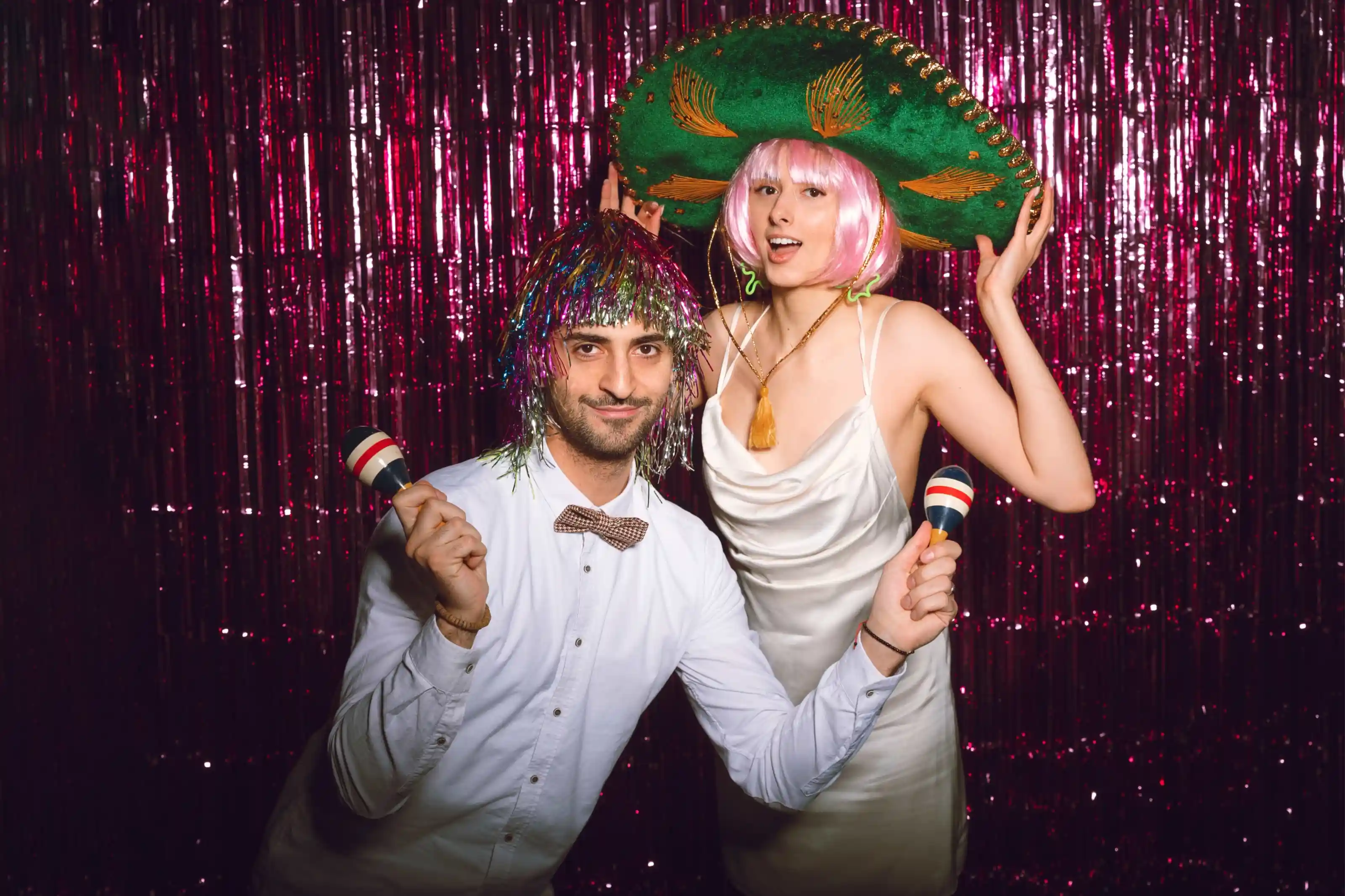 Guests using props at Melbourne photobooth